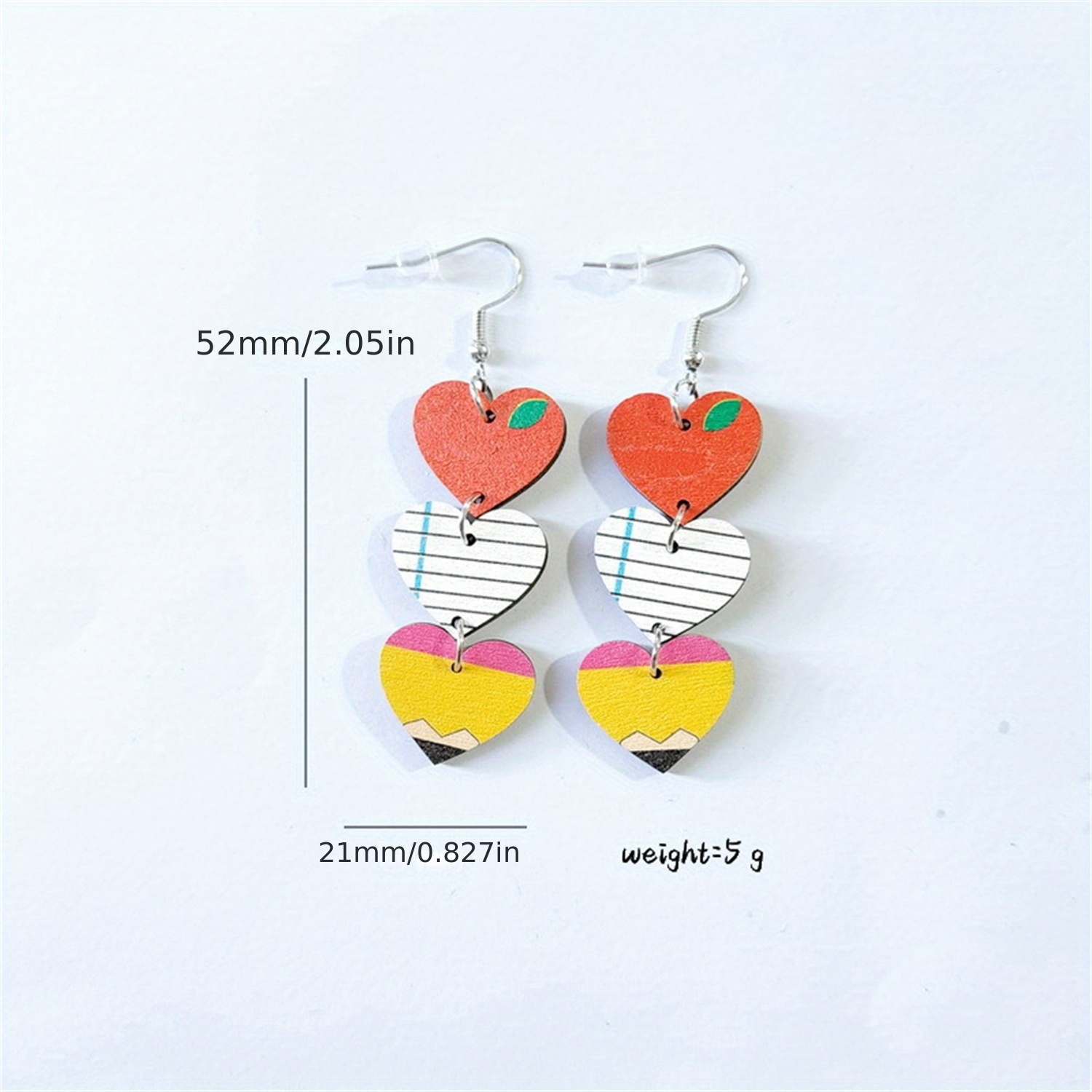 Rainbow Ruler Love Notepad Earrings for Women Girls
