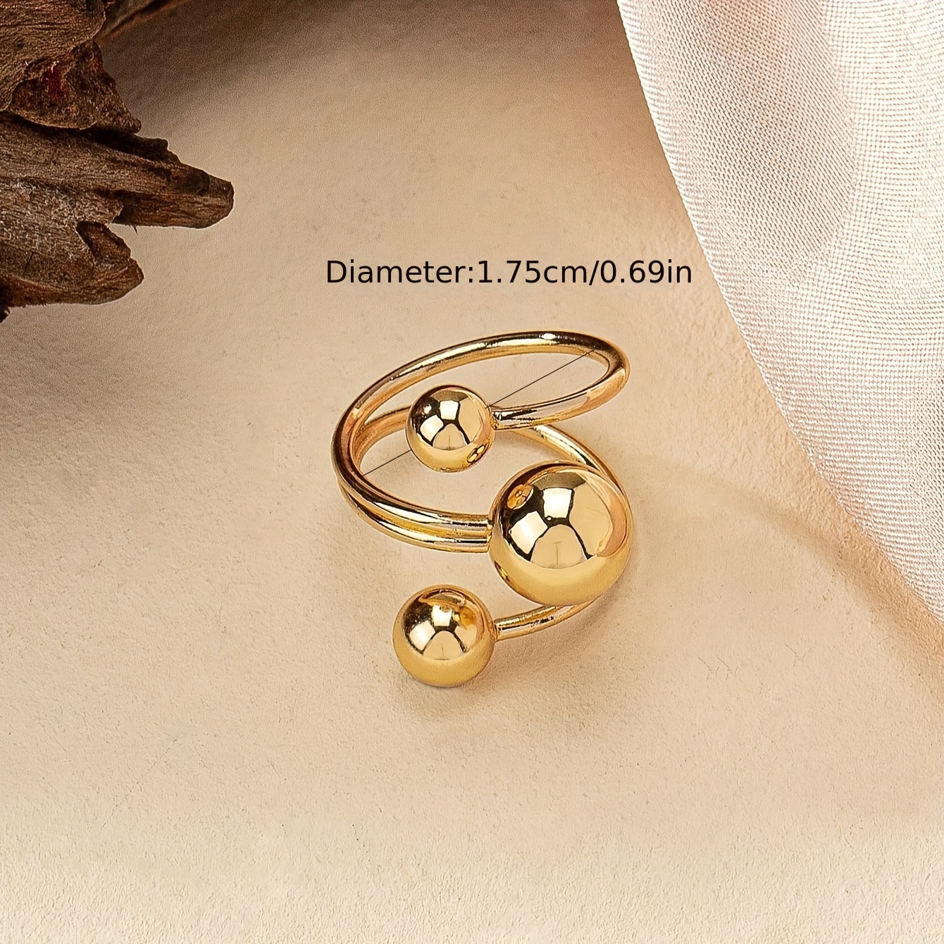 Adjustable Open Ring with Multiple Golden Balls