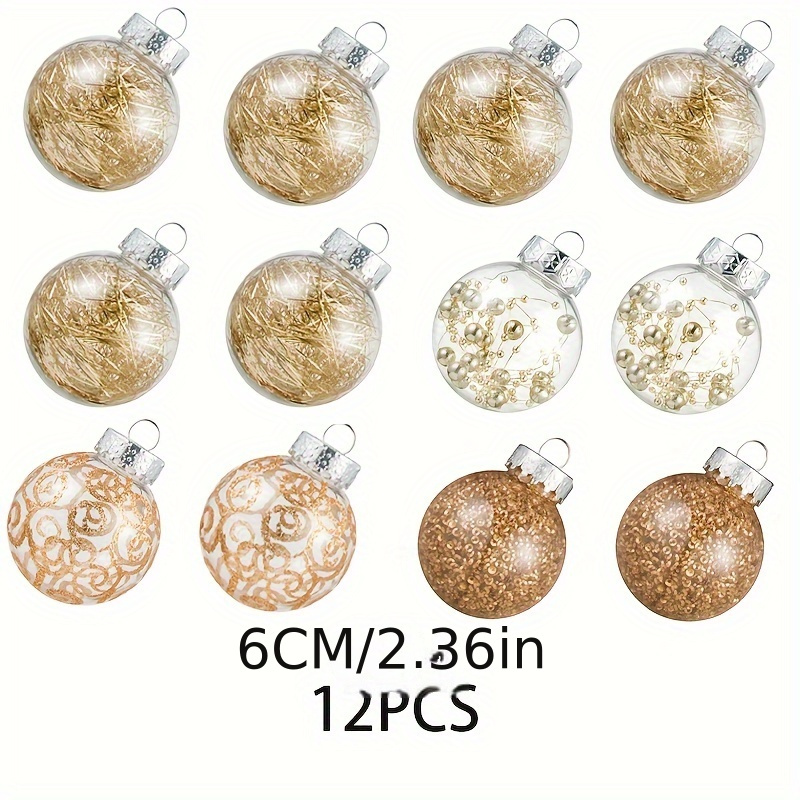 Package of 12 clear plastic ornament balls - 70mm 