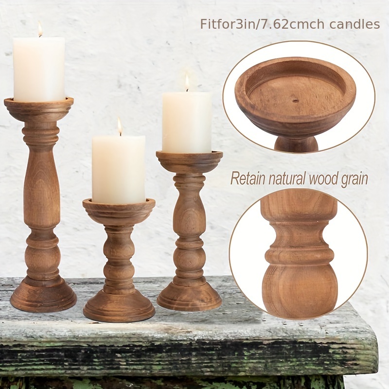 Candle Holder Wooden Candlestick Pillar Candles Able Center - Temu