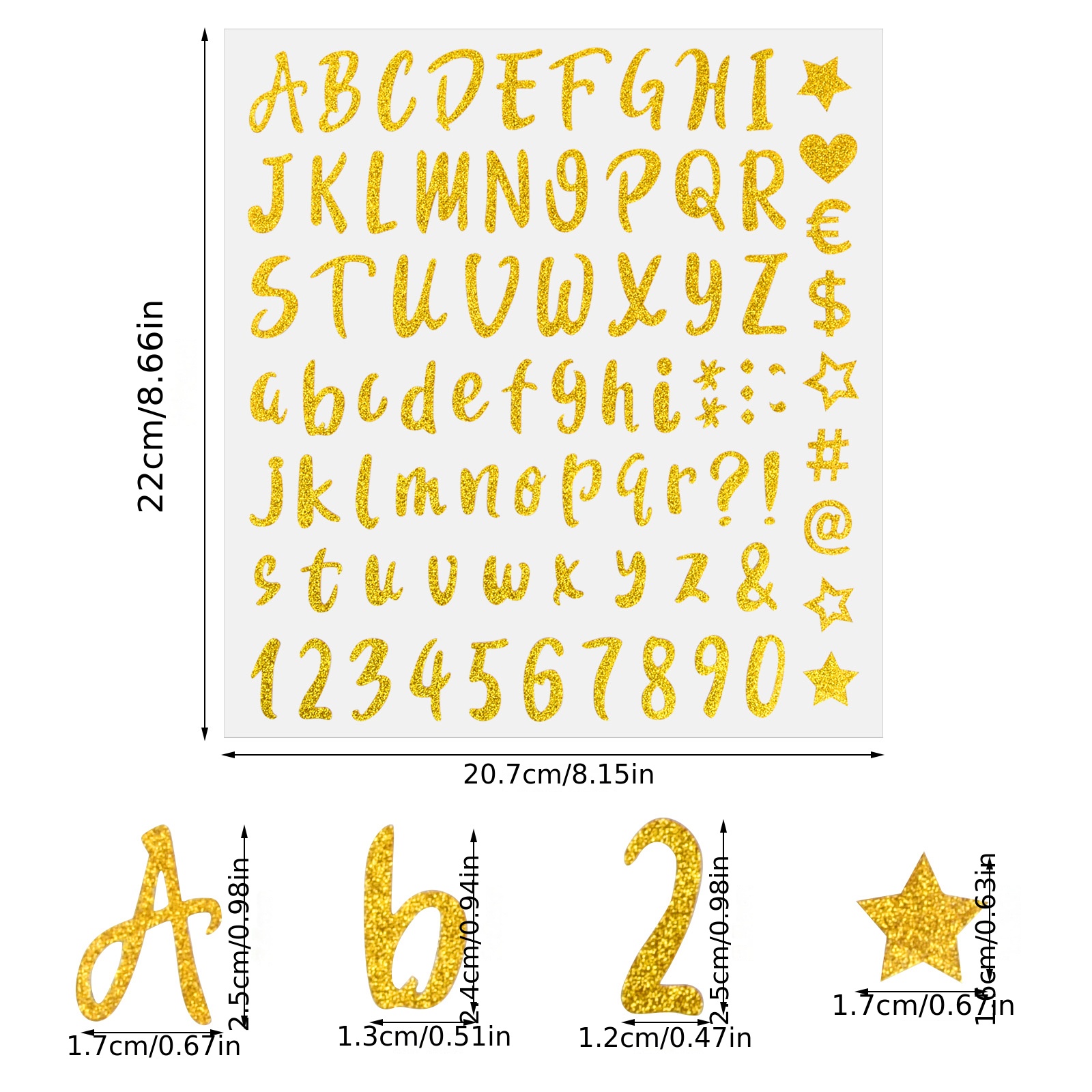 Small Gold Sticky Adhesive Letters Alphabet Labels Stickers Craft