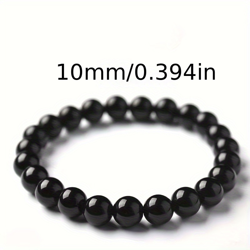 TEMU 1pc Of Natural Obsidian Bracelet, Measuring 6-18mm, In Black , Suitable For Men And Women.