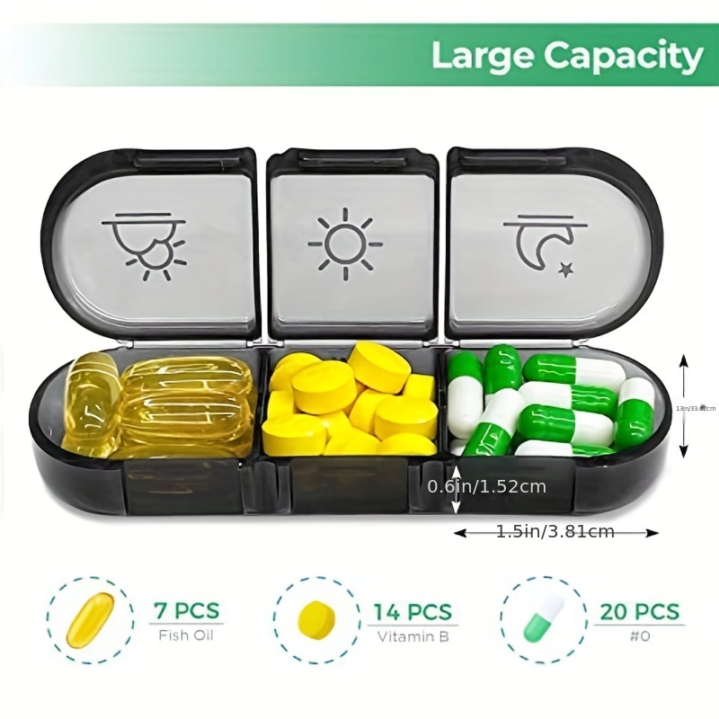 Pill Box 7 Days Organizer 21/28 Grids 3 Times One Day Portable Travel with  Large Compartments for Vitamins Medicine Fish Oils