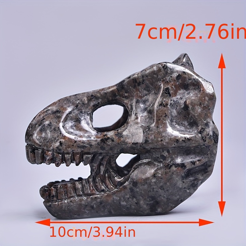 Natural Sodalite Flint Dinosaur Skull Carved Ornament Healing Crystal