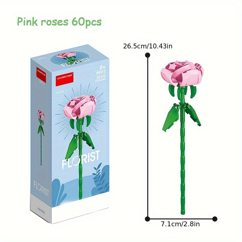 DIY Building Block Flower Bouquet Kit - 12 Models Desk Decor Set