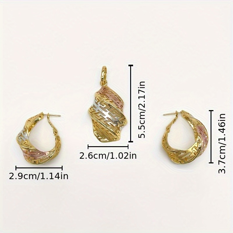 Elegant C Type Spring Earrings & Twisted Necklace Set