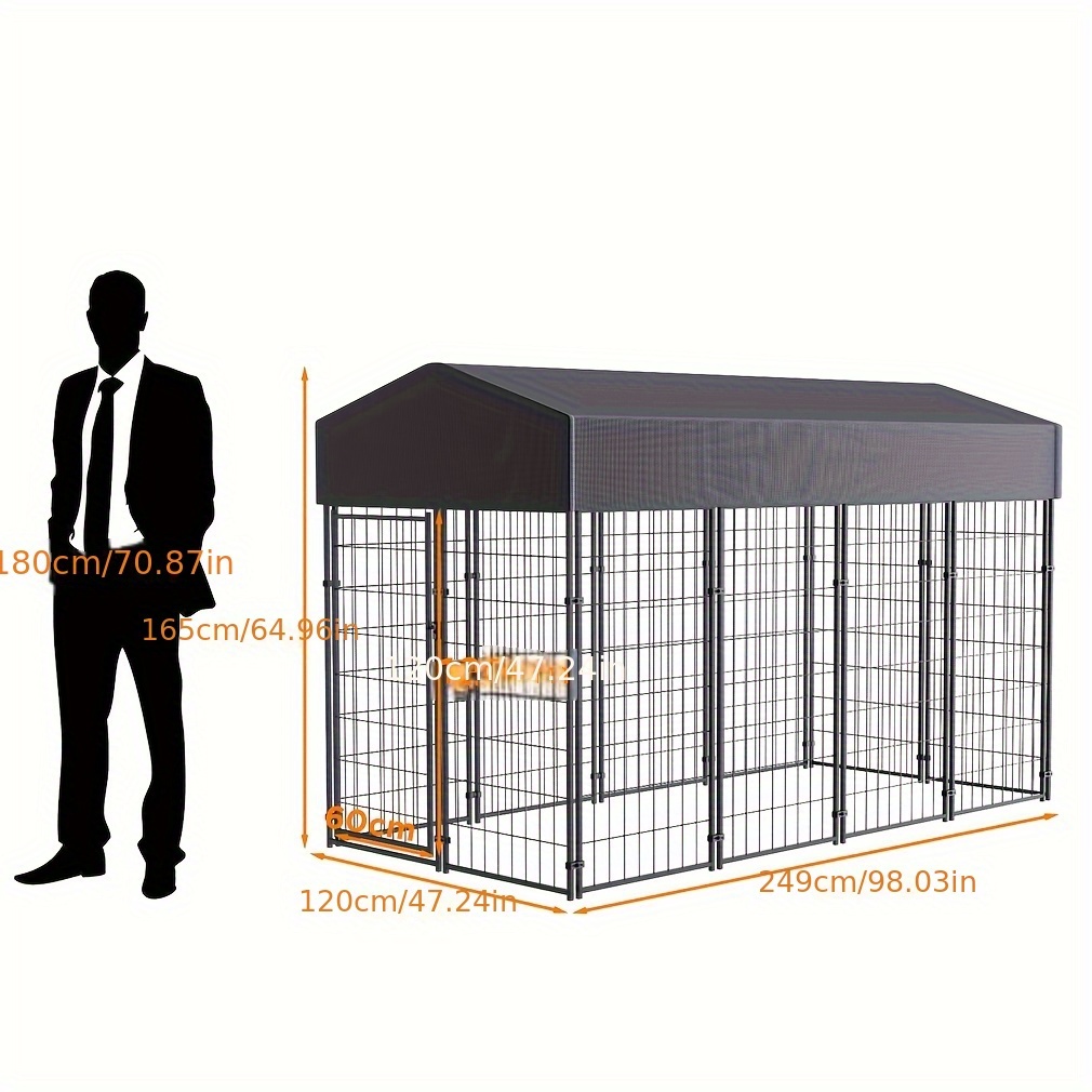 TEMU Large Dog Cage Heavy Duty Metal Dog Kennel Outdoor Indoor With Waterproof Cover S-xl