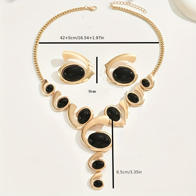 3pcs Comma Irregular Oval Acrylic Y-Shaped Necklace Set