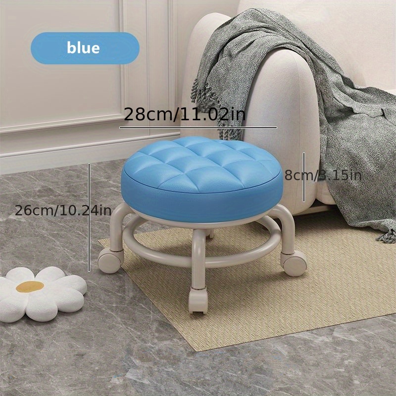 1pc Small Round Stool With Universal Wheel, Rotatable & Movable, Household  Footrest Chair For Living Room Or Bedroom