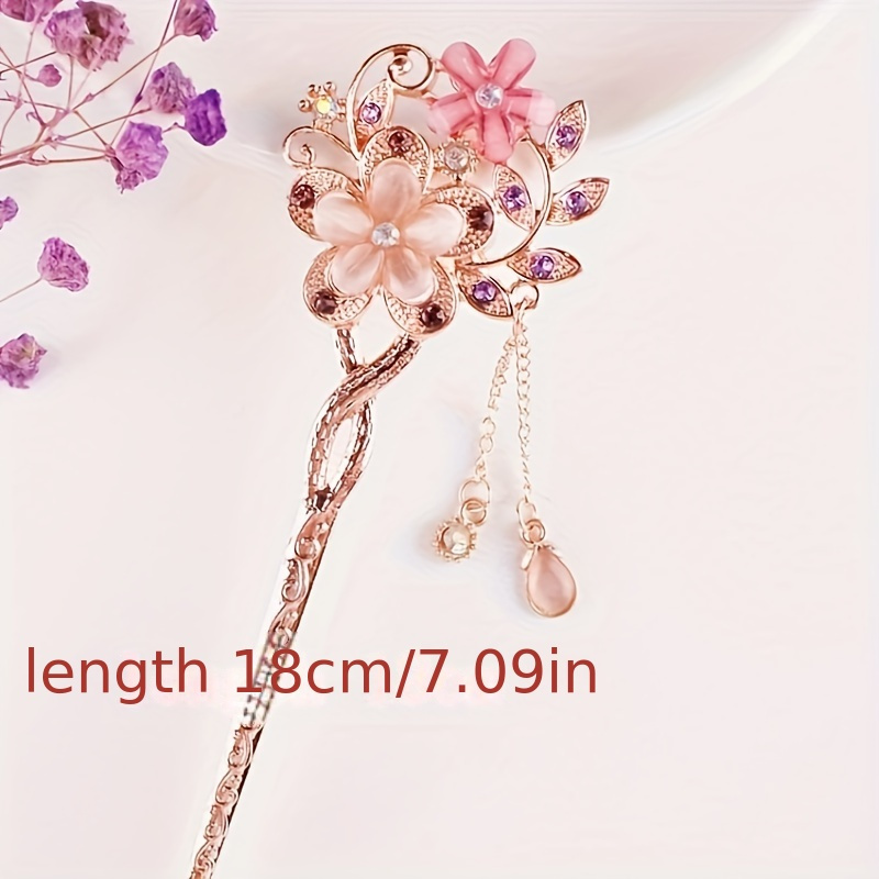1pc vintage floral hairpin elegant ethnic wedding party everyday hair accessory floral hair clip with delicate chains for women bridal   floral hairpin for updos   hairstyles Product details 4