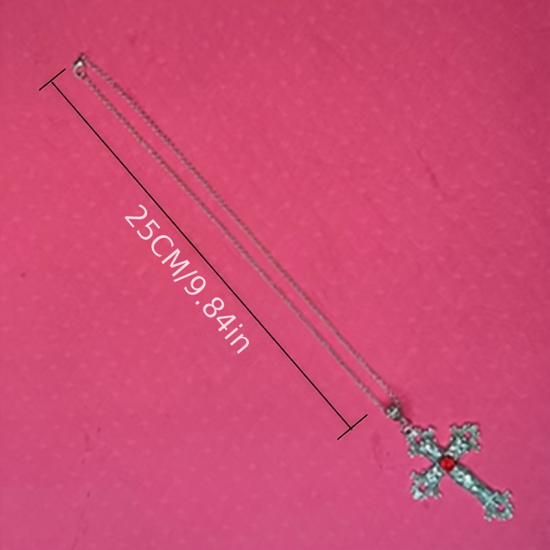 Creative Flower Pattern Cross Inlaid Gemstone Necklace