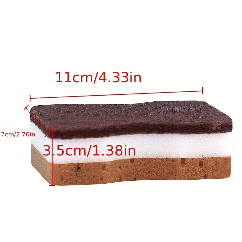   20pcs brown three layer double sided   waist magic wipe powerful stain removal kitchen bathroom bathtub floor special dishwashing sponge wipe details 1