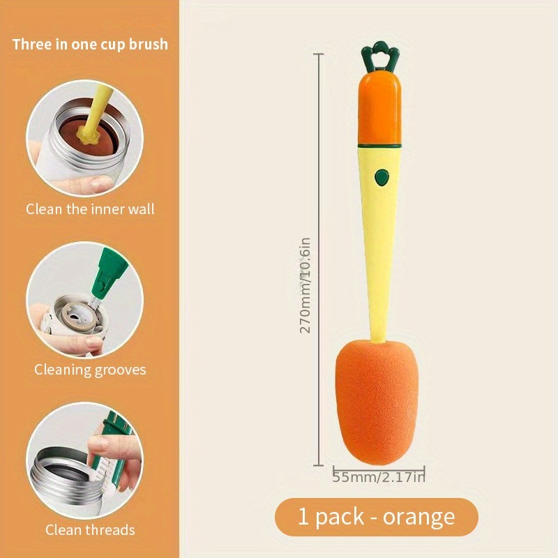 Dish Sponge with Handle for Bottles Three In One Cup Brush Brush Cleaning  Brush