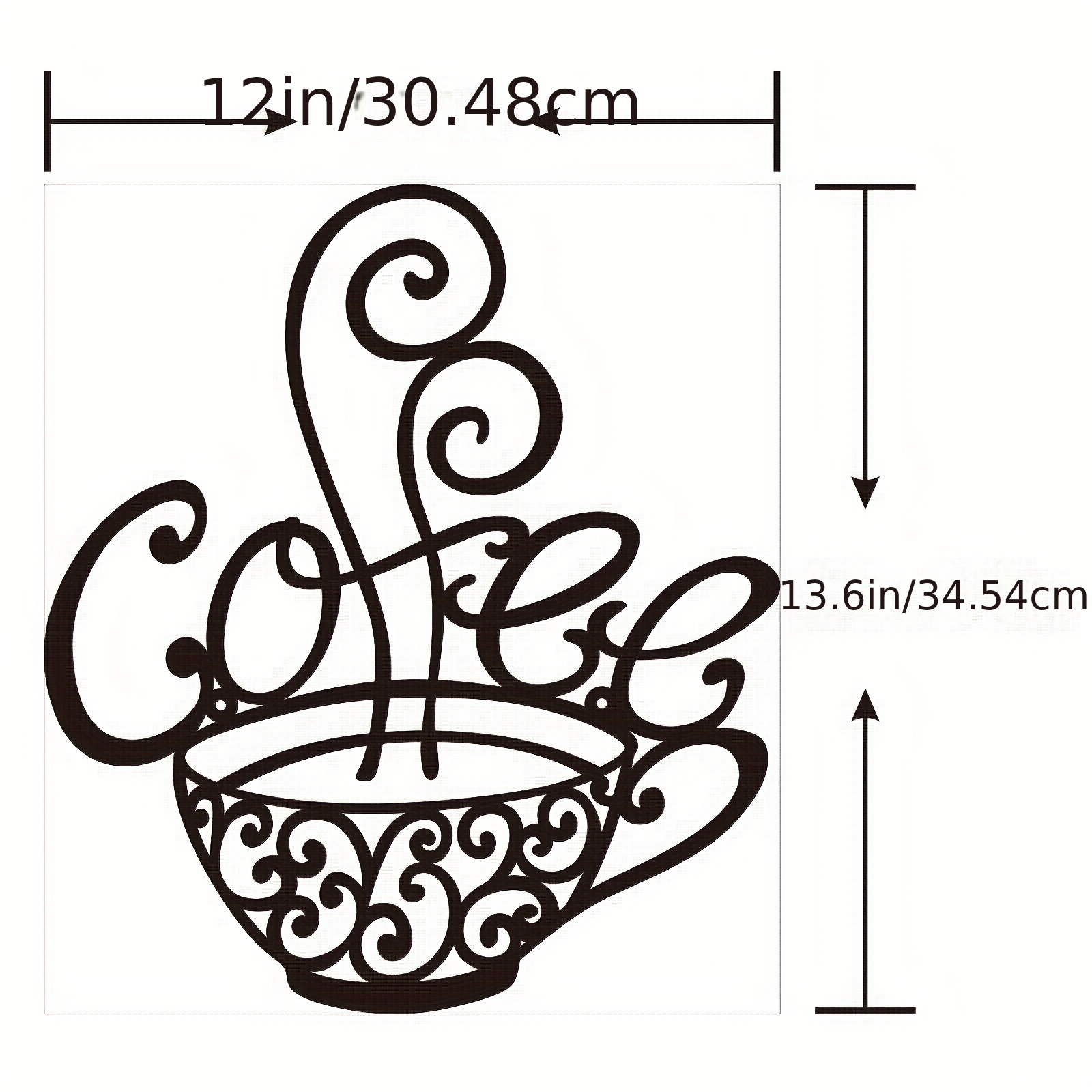 1pc Coffee Bar Metal Wall Decoration Black Coffee Cup Silhouette Large Hard  Cups Wall Art Sculptures Modern Design Hanging, For Home Cafe Kitchen Rest