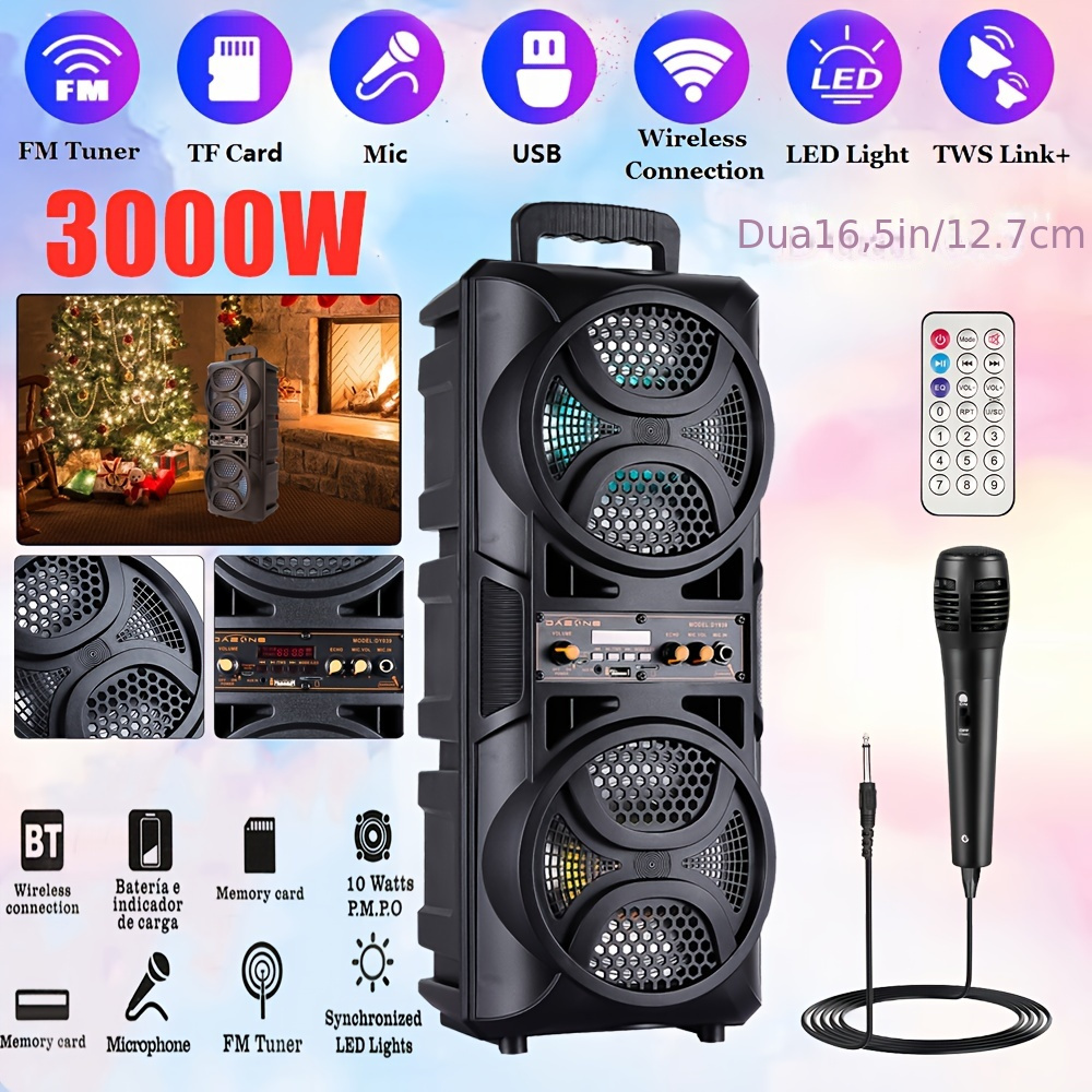 TEMU 3000w Dual 6.5'' Portable Wireless Pa Wireless Speaker -wireless Speaker With Subwoofer, Wireless Speakers Powerful, Speaker Sound System,