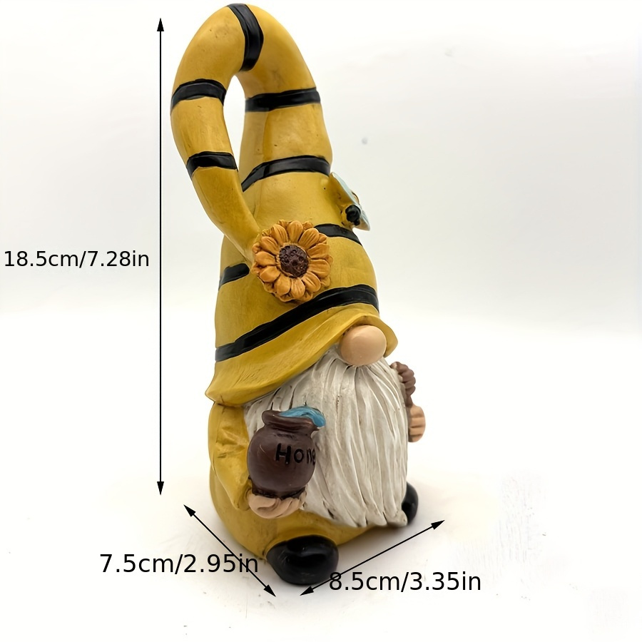 Your Fairy Garden With This Adorable And Resin Ornament Featuring A Bee, Sunflower, And Elf In A Curved Hat