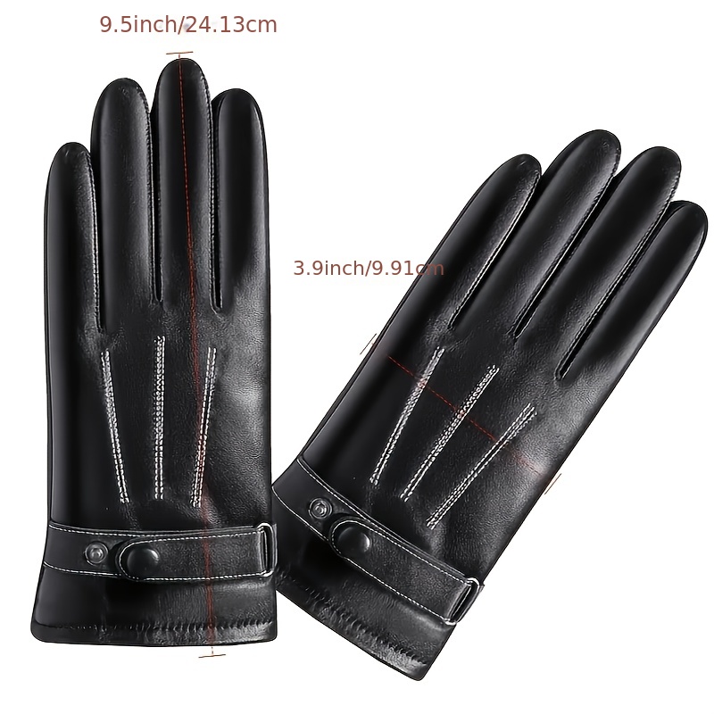 1 Par Guantes Cuero Hombre, Guantes Gruesos Terciopelo Negros Cálidos  Invierno - Joyería Accesorios - Temu Chile