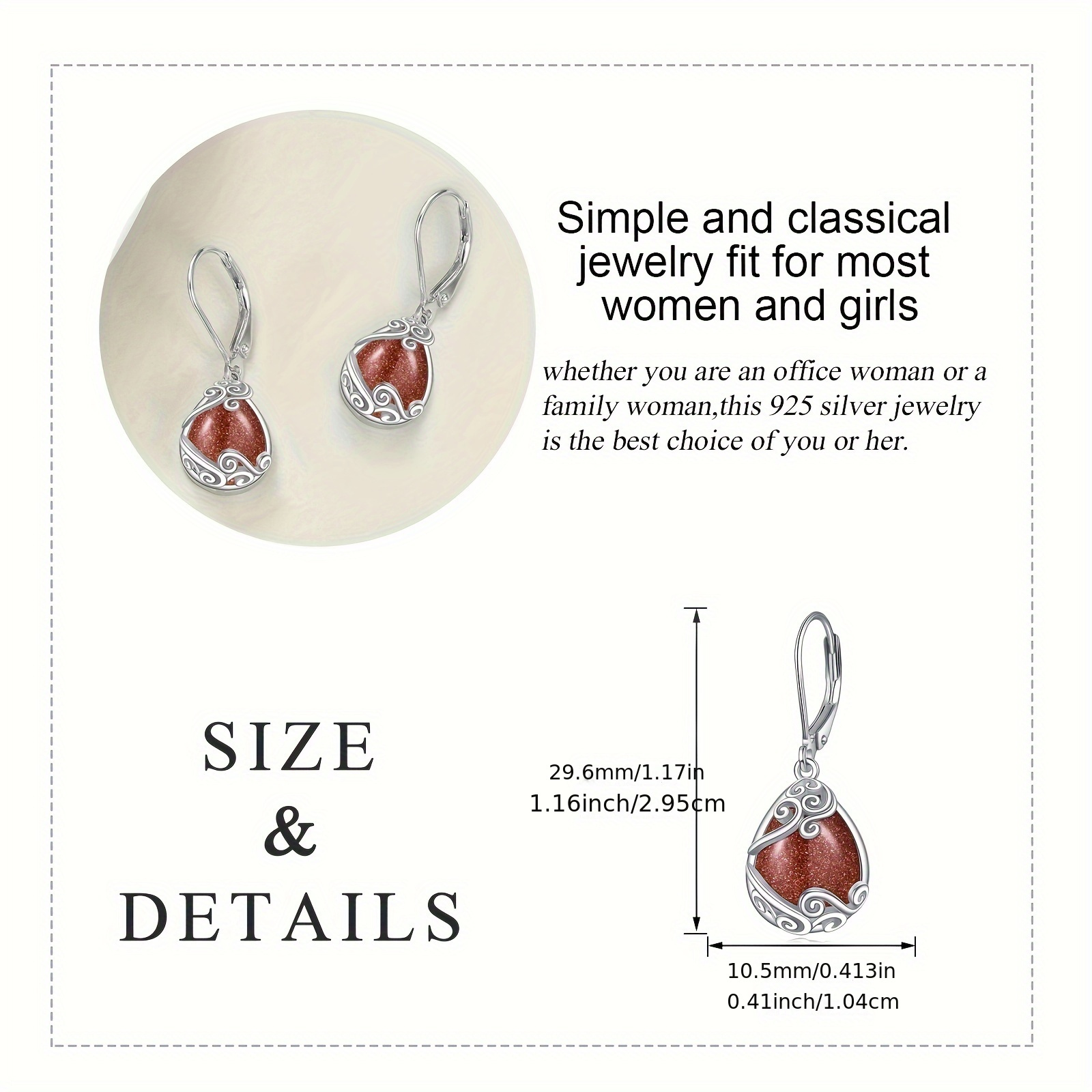 925 sterling silver   stone   drop dangle teardrop earrings leverback earrings for women jewelry gifts Product details 5