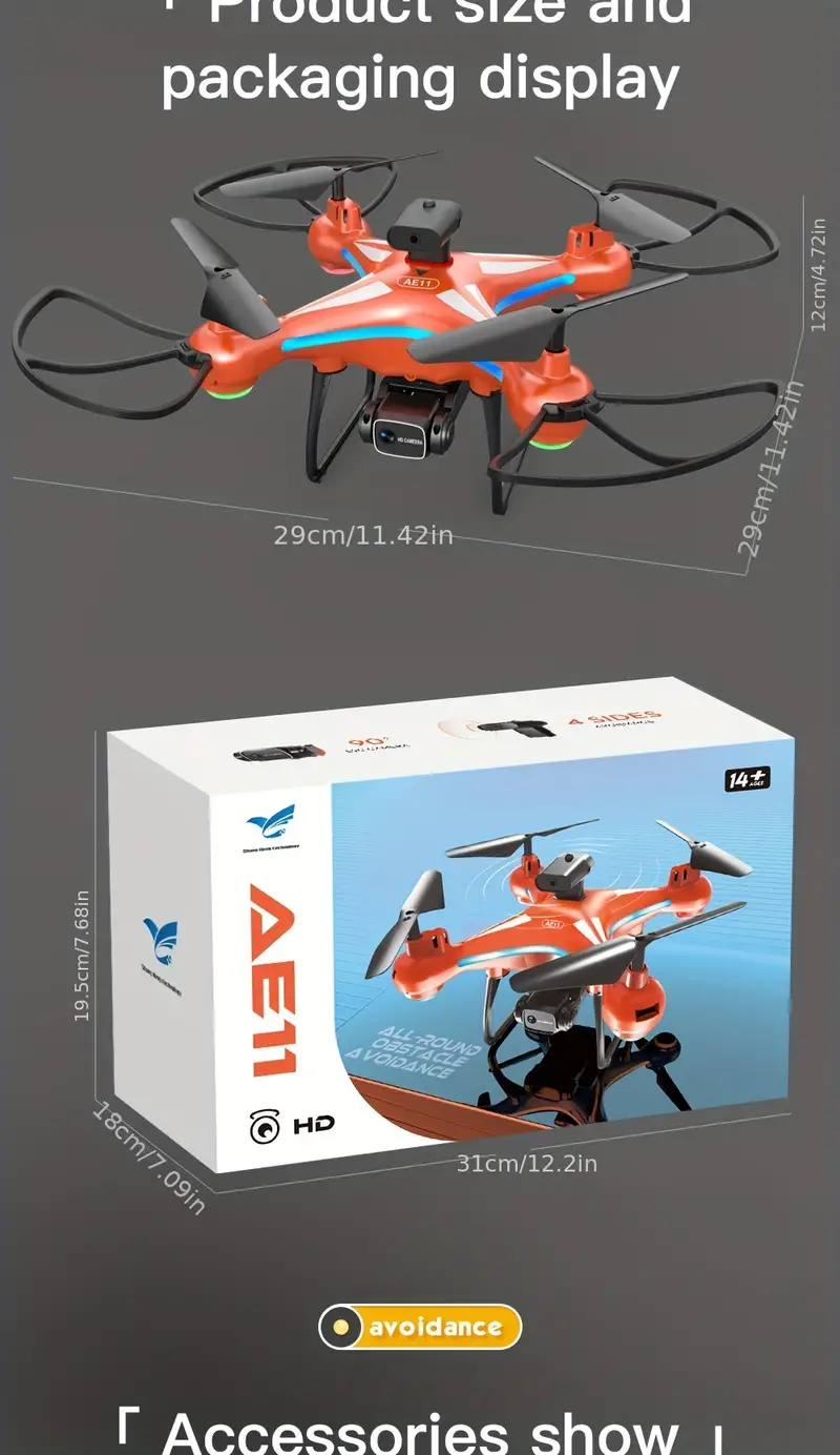 ae11 drone with hd dual camera high definition picture transfer long primary range remote control long distance quadcopter gesture to take pictures intelligent obstacle avoidance gift details 11