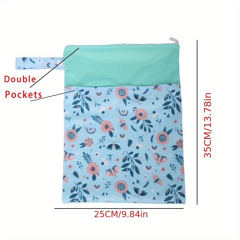 9 84 13 78inch waterproof multicolor reusable nappies bag wet dry   bag with double pocket cloth handle wetbag details 1