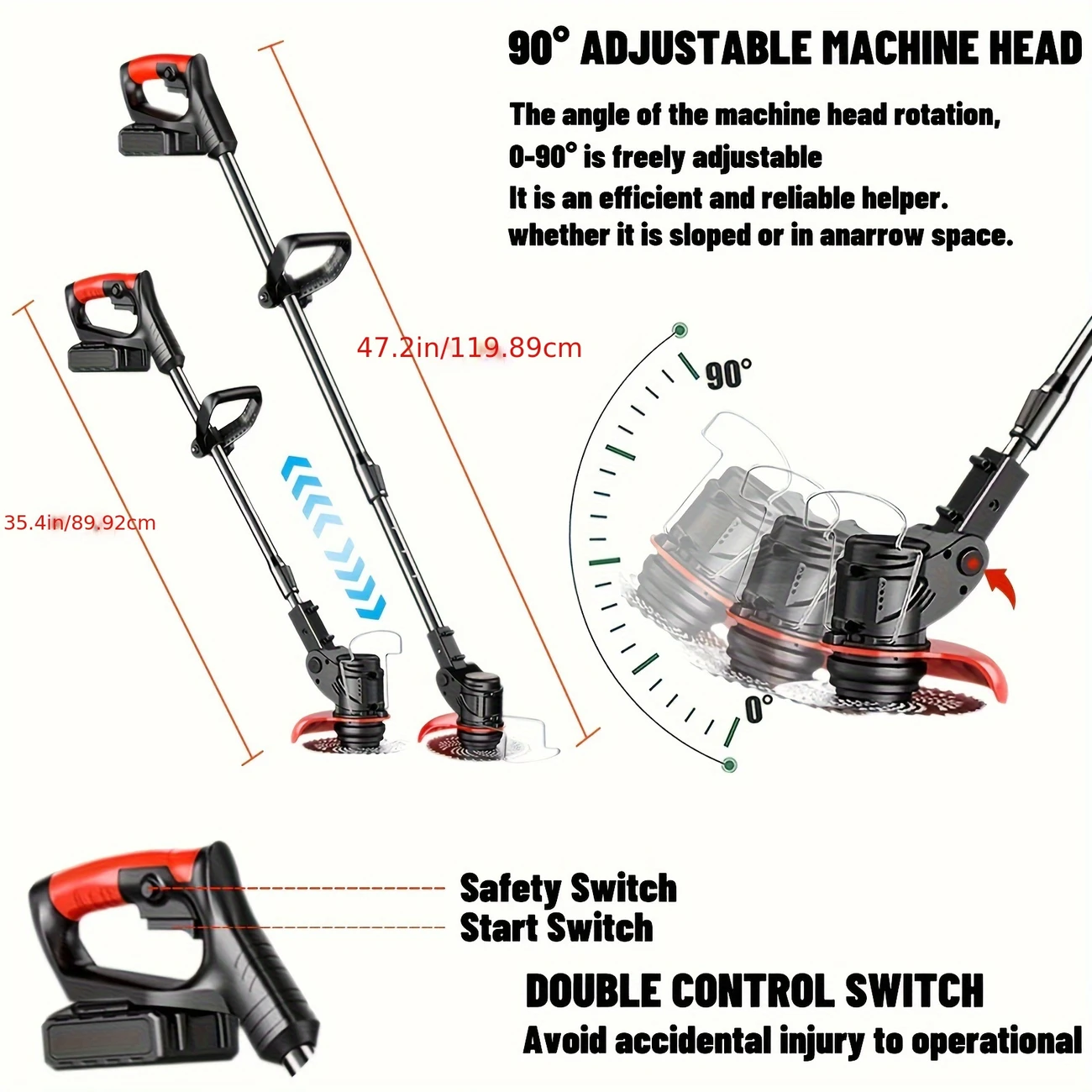 electric lawn mower 24v with 2 lithium batteries 3 kinds of blades lithium battery cordless handheld lawn mower for small to medium sized lawns and gardens details 1