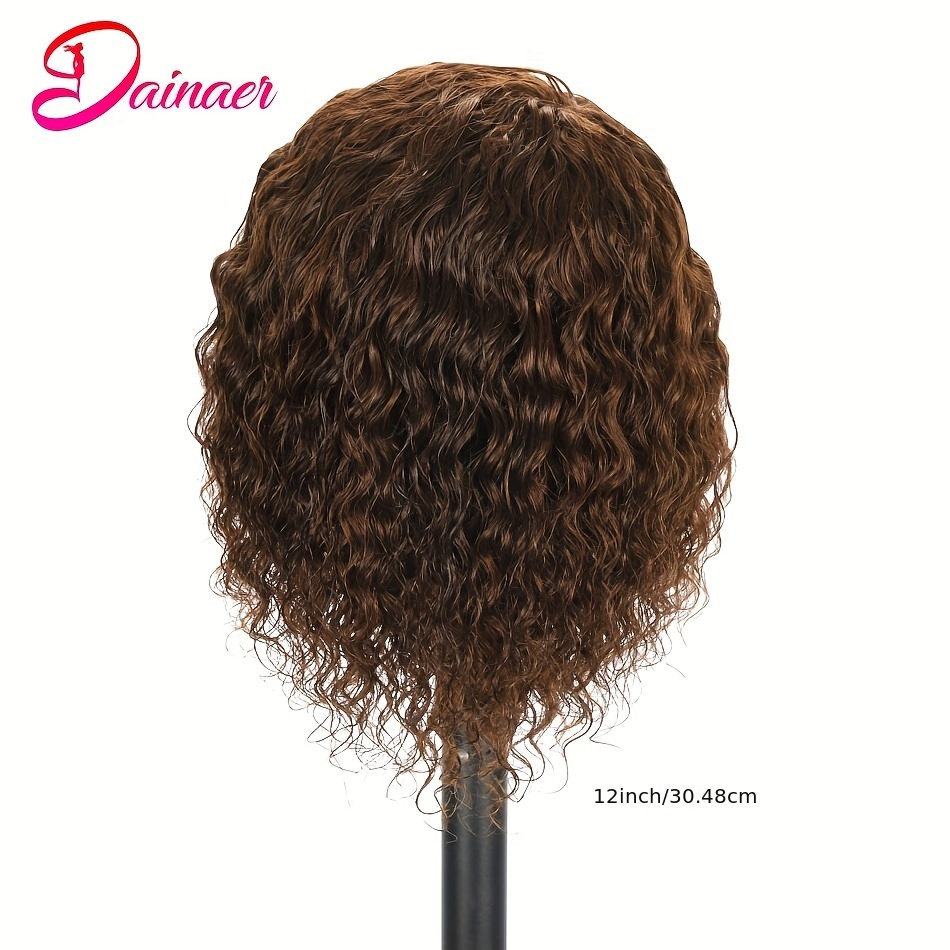 TEMU #4 Wig Human Hair 150% Density Light Brown Short Bob Wig Full Machine Made Lace Remy Hair For Woman Brazilian Human Hair Wig
