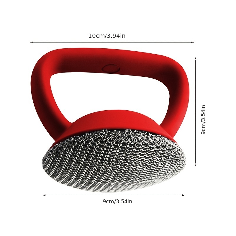 Red Cast Iron Scrubber With 316 Stainless Steel Brush Head And Silicone  Handle - Perfect For Cleaning Cookware, Frying Pans, Bakeware, And Grills -  Temu