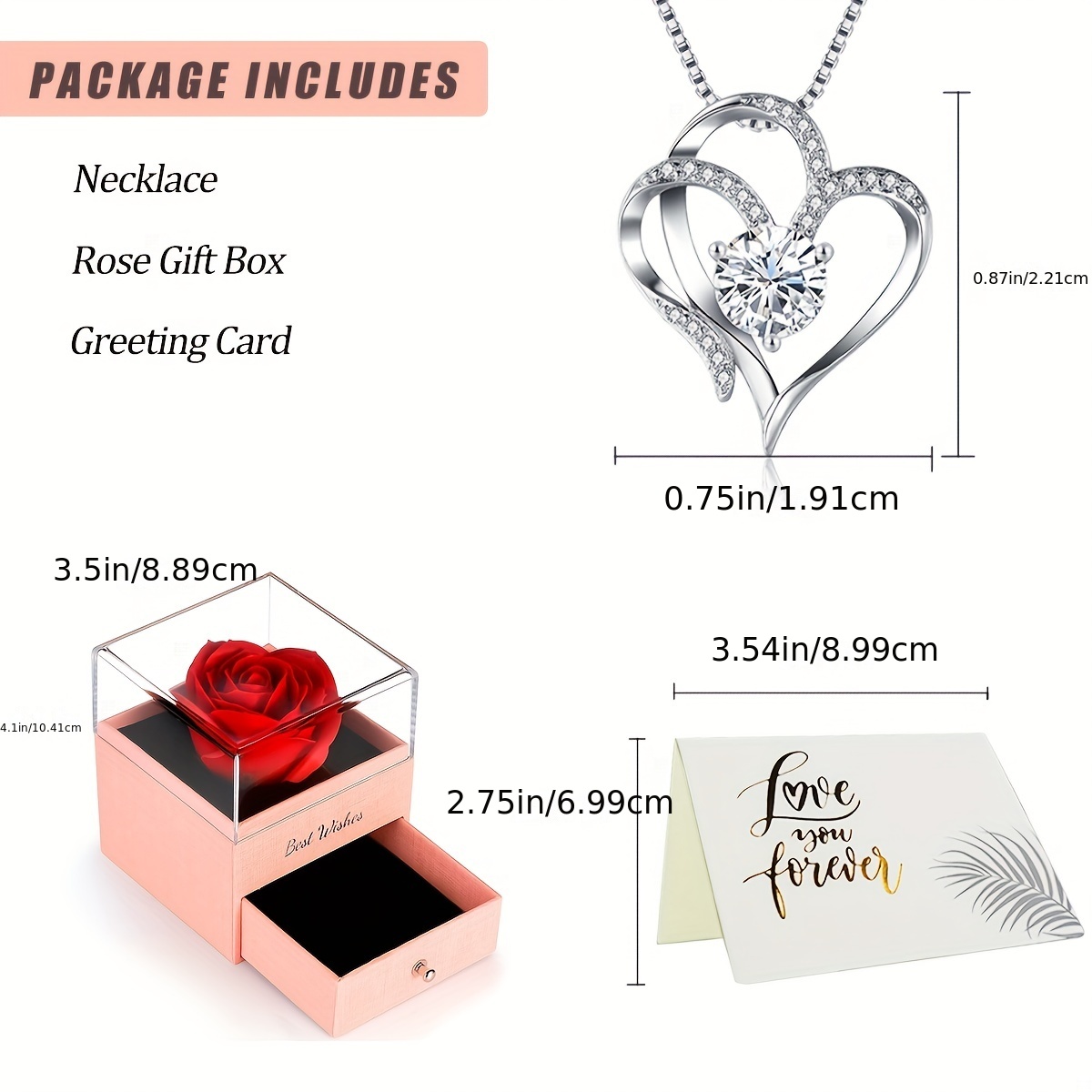 3 x 2.75 Heart Necklace Cards