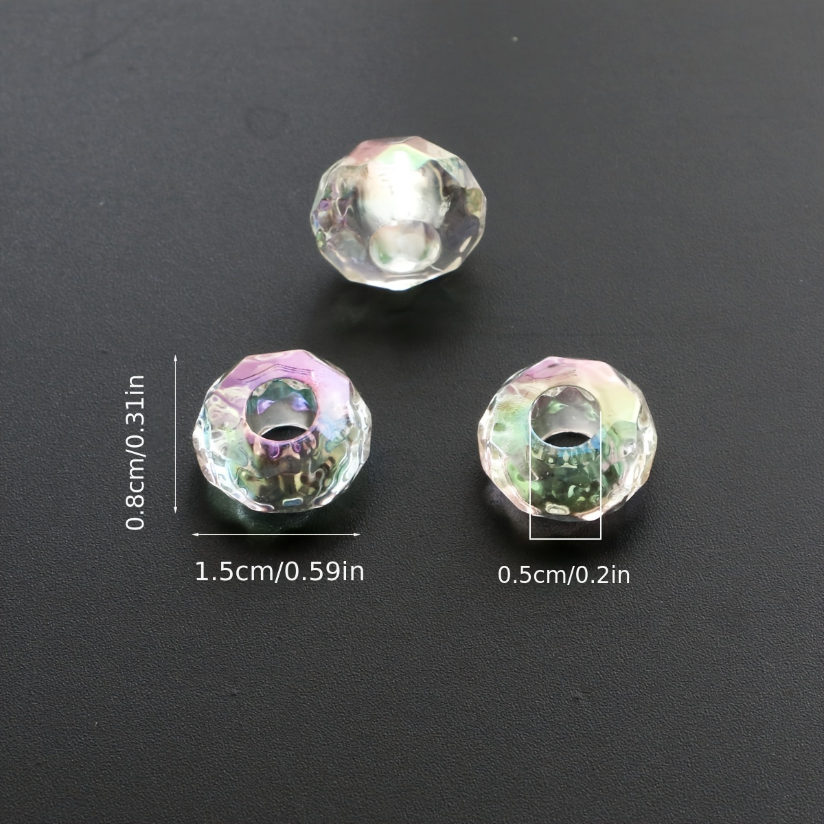 20pcs Faceted Big Hole Wheel Transparent Beads for DIY
