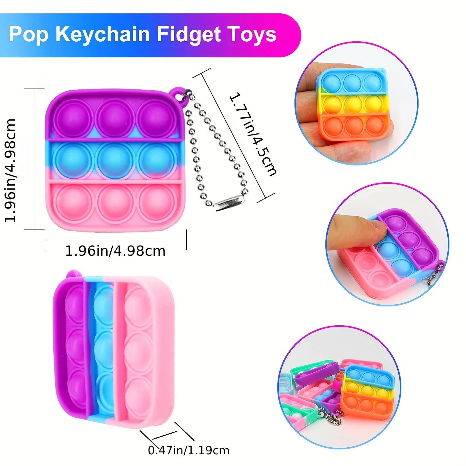 Pop Keychain Fidget Toys Party Favors Kids Bulk Stress Toys - Temu