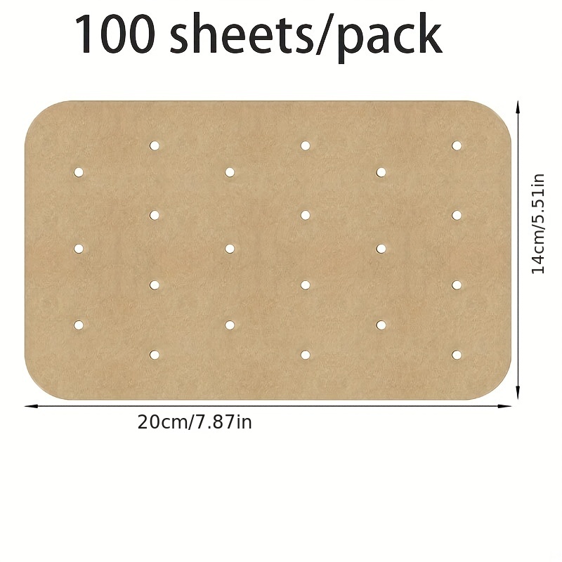 100pcs Rectangle Air Fryer Liners, Parchment Paper Sheets, Non Stick - Brown