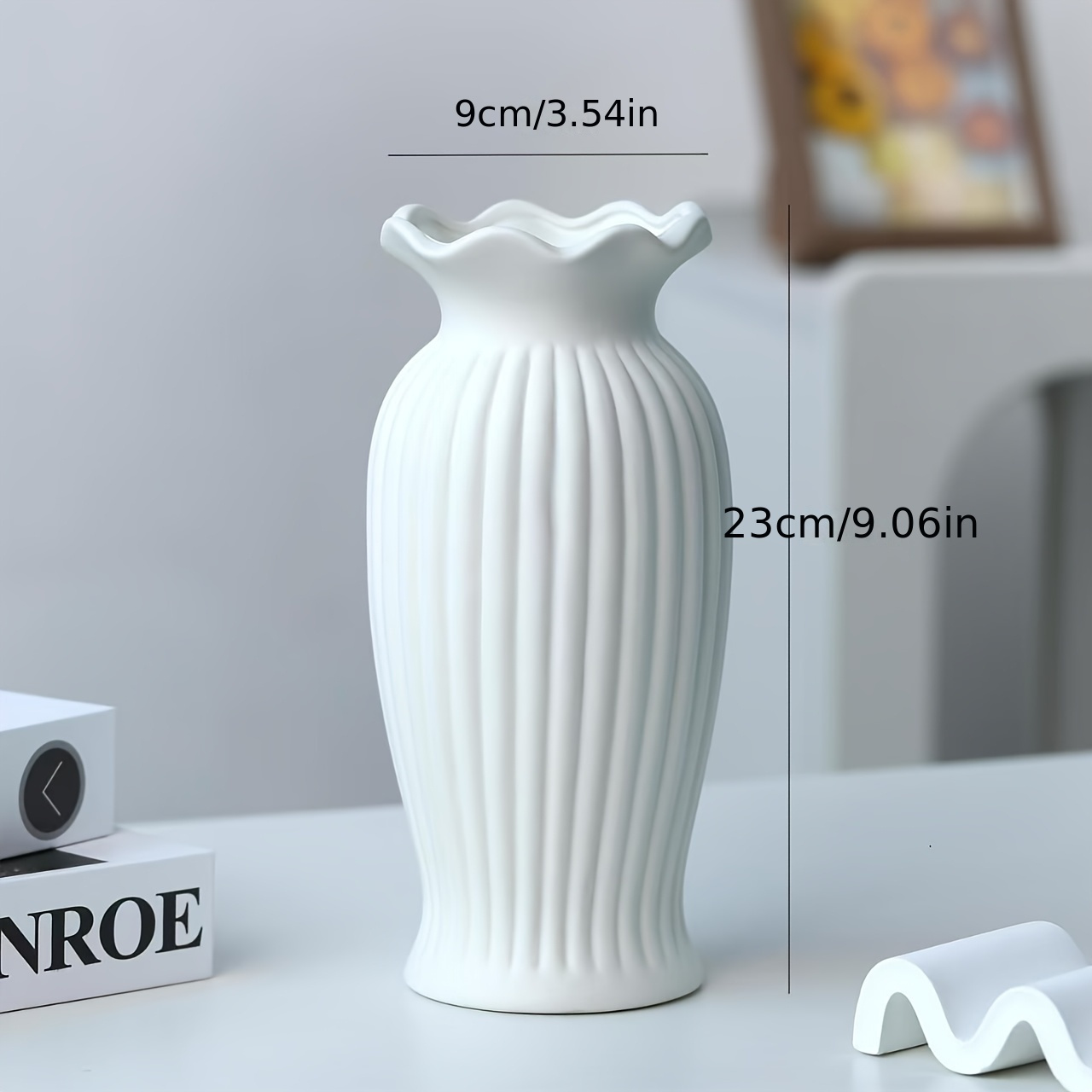 European Style Flower Vase, White Minimalist Ceramic Floral Ware, Living Room Dining Table, Dried Flowers, , Hydroponic Decorative Ornaments
