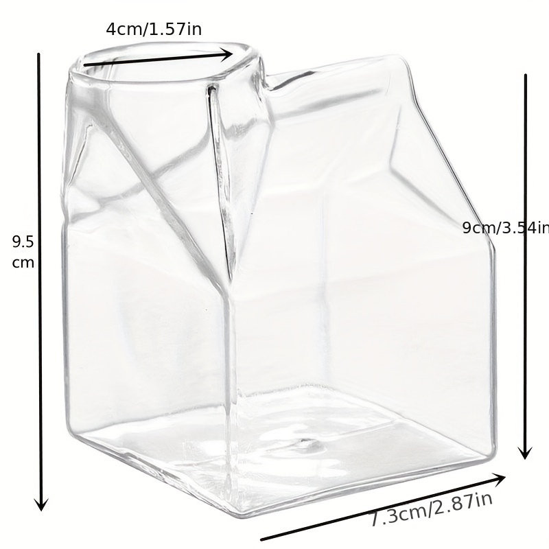 Milk Carton Glass Cup High Borosilicate Glass Water Cup Cute - Temu