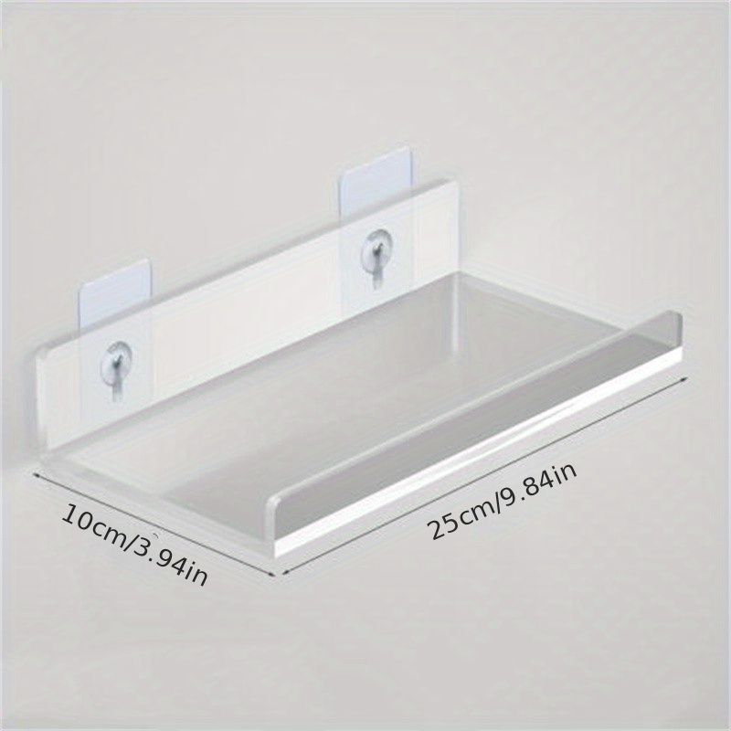 TEMU Vinyl Hanging Shelf, Freestanding, Bathroom, Transparent, , No Drilling Required, No Golden Pipes, With 2 Installation Options, Wall-mounted,