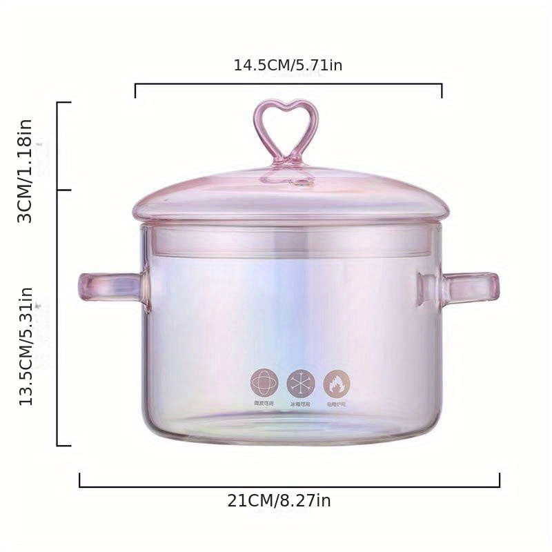 Glass Cooking Pot - 1.5l/50oz Heat-resistant Borosilicate Glass Handmade  Cookware Set Stovetop Pot - Safe For Pasta Noodle, Soup, Milk, Tea