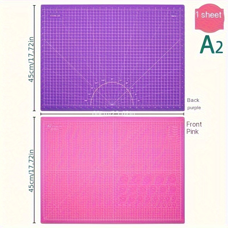 

A2 Self-healing Cutting Mat 45x60cm, Double-sided With Grid, 5-layer Craft Mat For Sewing, Quilting, And Hobby Projects - Available In Pink And Purple