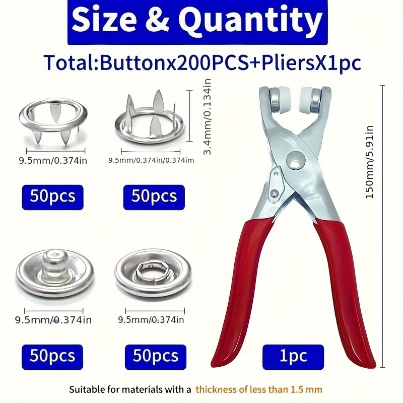 Premium Metal Snap Button Pliers Set Easy Install Stainless - Temu