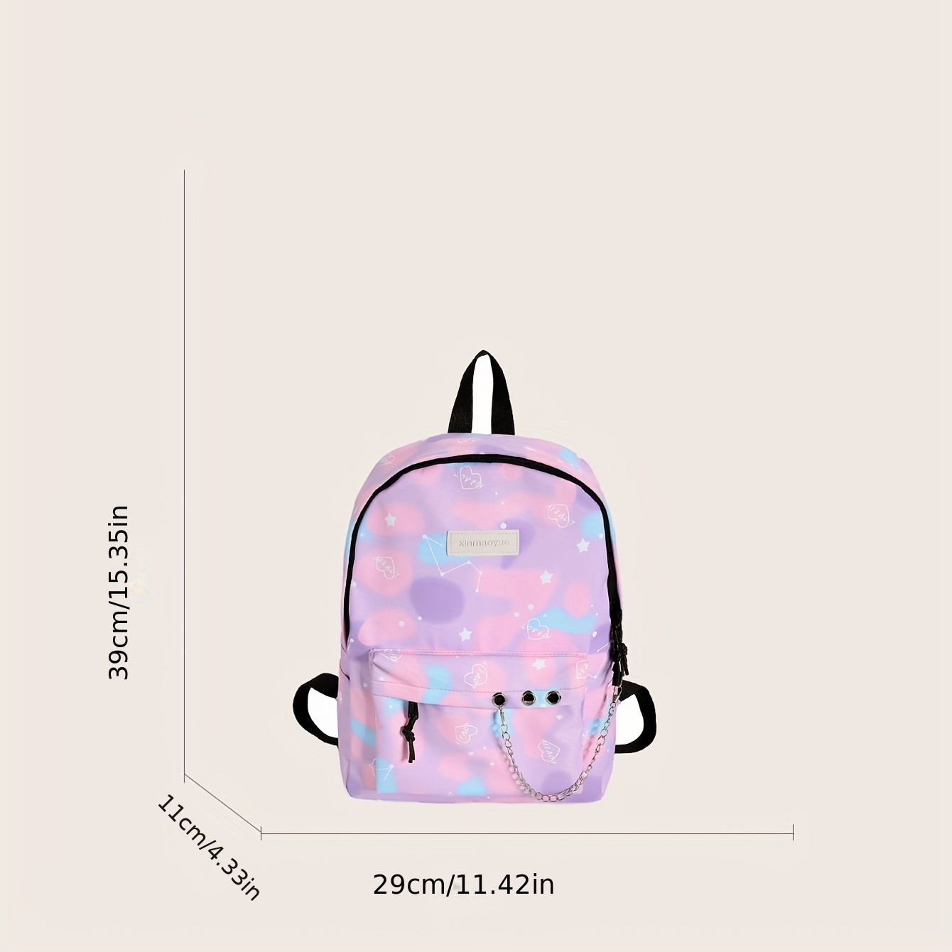 Two Tone Chain Decor Backpack