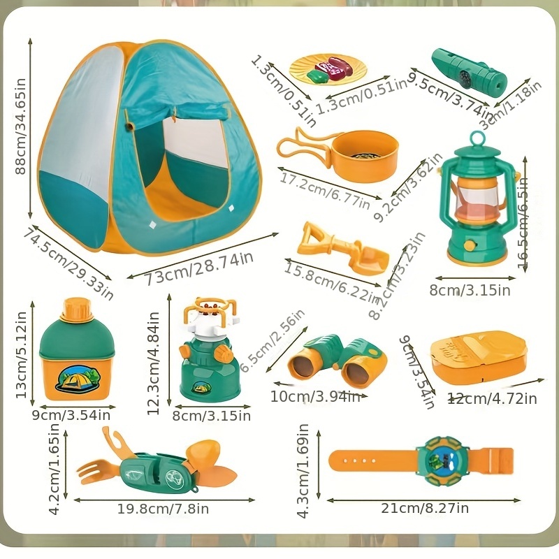 FUN LITTLE TOYS Pop Up Tent with Kids Camping Gear Set, Kids Play Tent  Outdoor Toys Camping Tools Set for Kids
