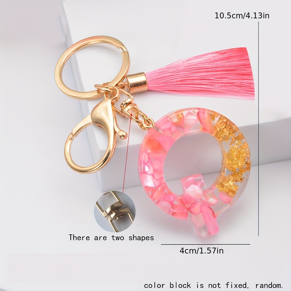 New Acrylic Letter Keychains 26 Glitter English Alphabet Tassels Jewelry  N6n5 Car Ball Bag Keyring Accessories Pendent J1X5