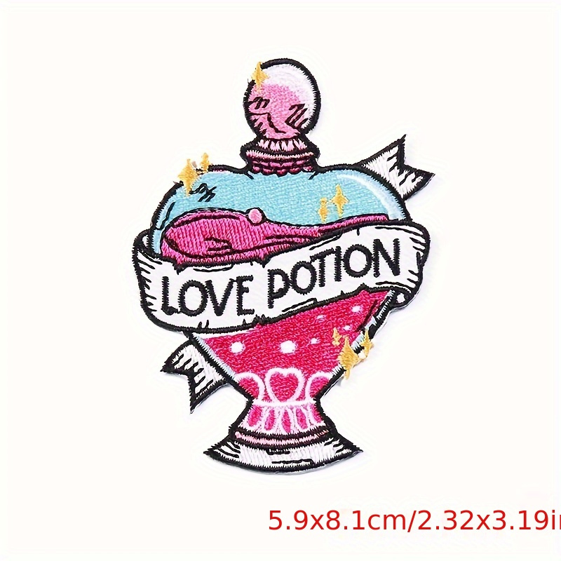 Diy Punk Love Bottle Embroidered Patch - Mixed Color Fabric Decal For Clothing &amp; Accessories