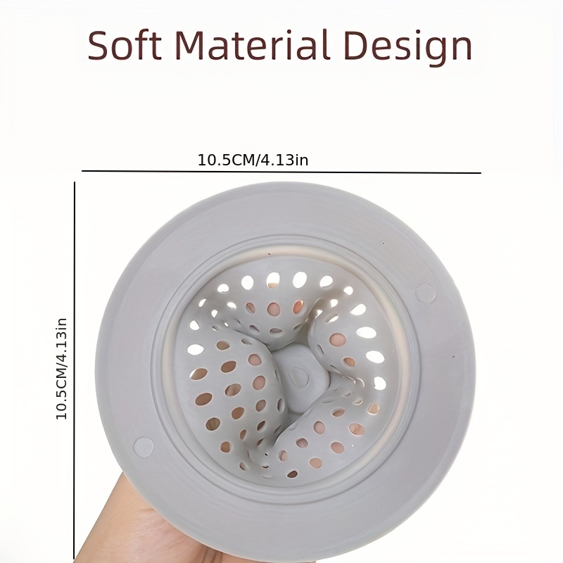 Craft Kitchen Gray Soft Rubber Drain Catch Sink Strainer with Stopper 