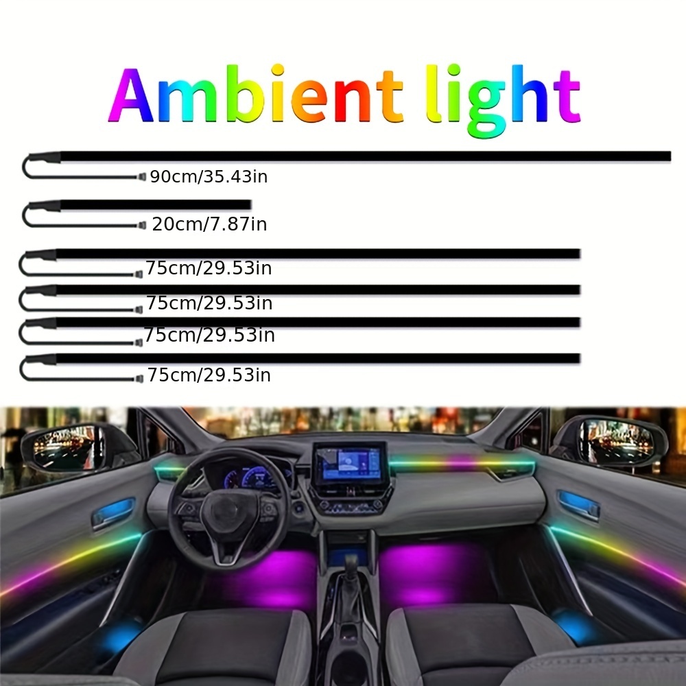RGB Lights Car Interior Ambient Lights Symphony LED Music Sync Fiberglass DE