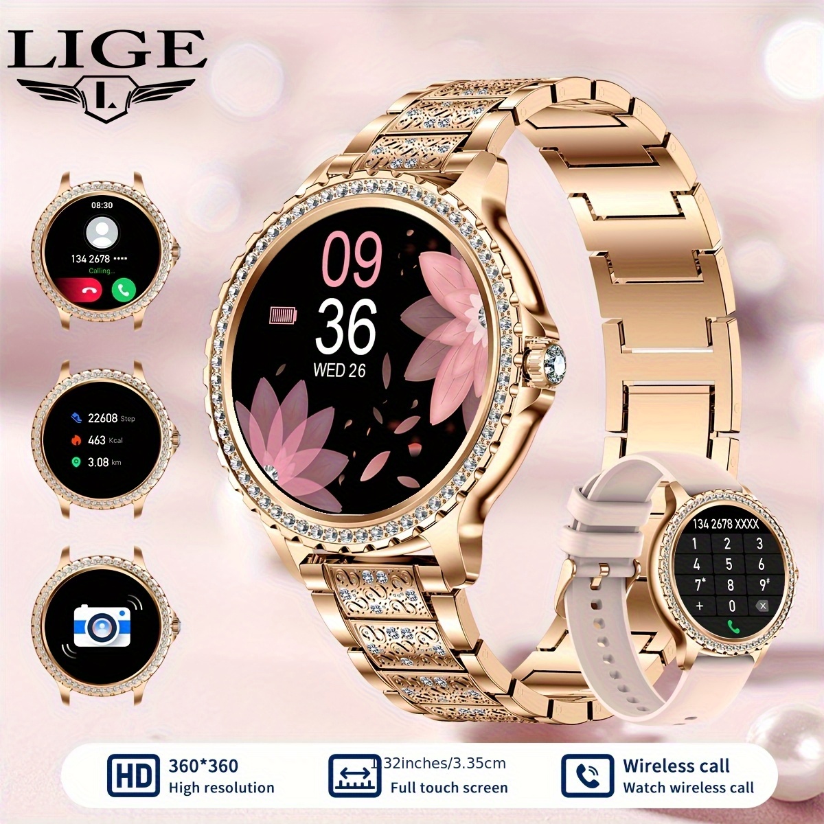 TEMU Siemorl Smart Watch For Women 1.32-inch Full Touch Screen Smartwatch With Wireless Call Fitness With 20 Sports Waterproof Smart Watches For