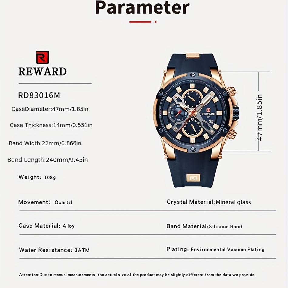 Reward, Relojes Deportivos Casuales Hombres, Pulsera Militar Resistente  Agua, Reloj Cronógrafo Moda Regalar Amigos - Joyería Accesorios - Temu