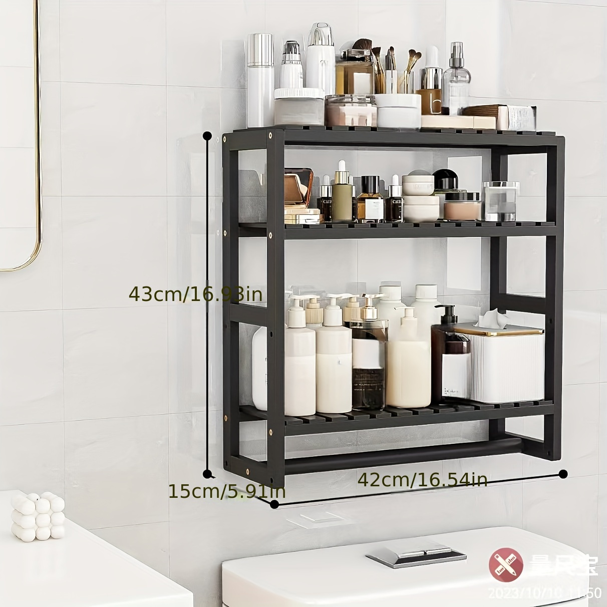 Bathroom Shelf Aluminum Shower Shelf Glass Shower Shelf Black