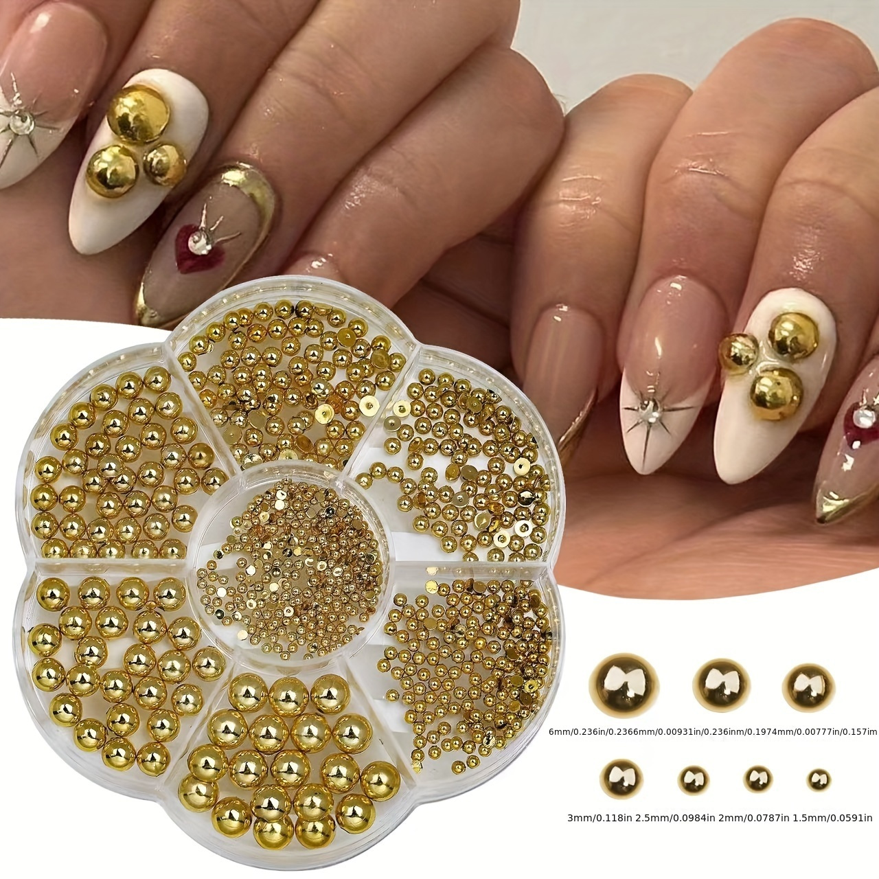 7-grid Round Nail Art Accessories Golden Half-moon Decorations Solid Color Half-moon For Women And Nail Diy Use