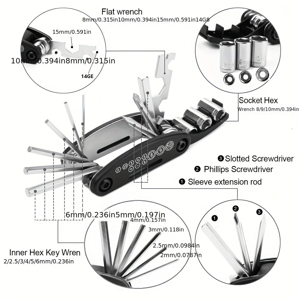 1 Mountain Bike Multipurpose Wrench Portable Bike Tool Kit - Temu
