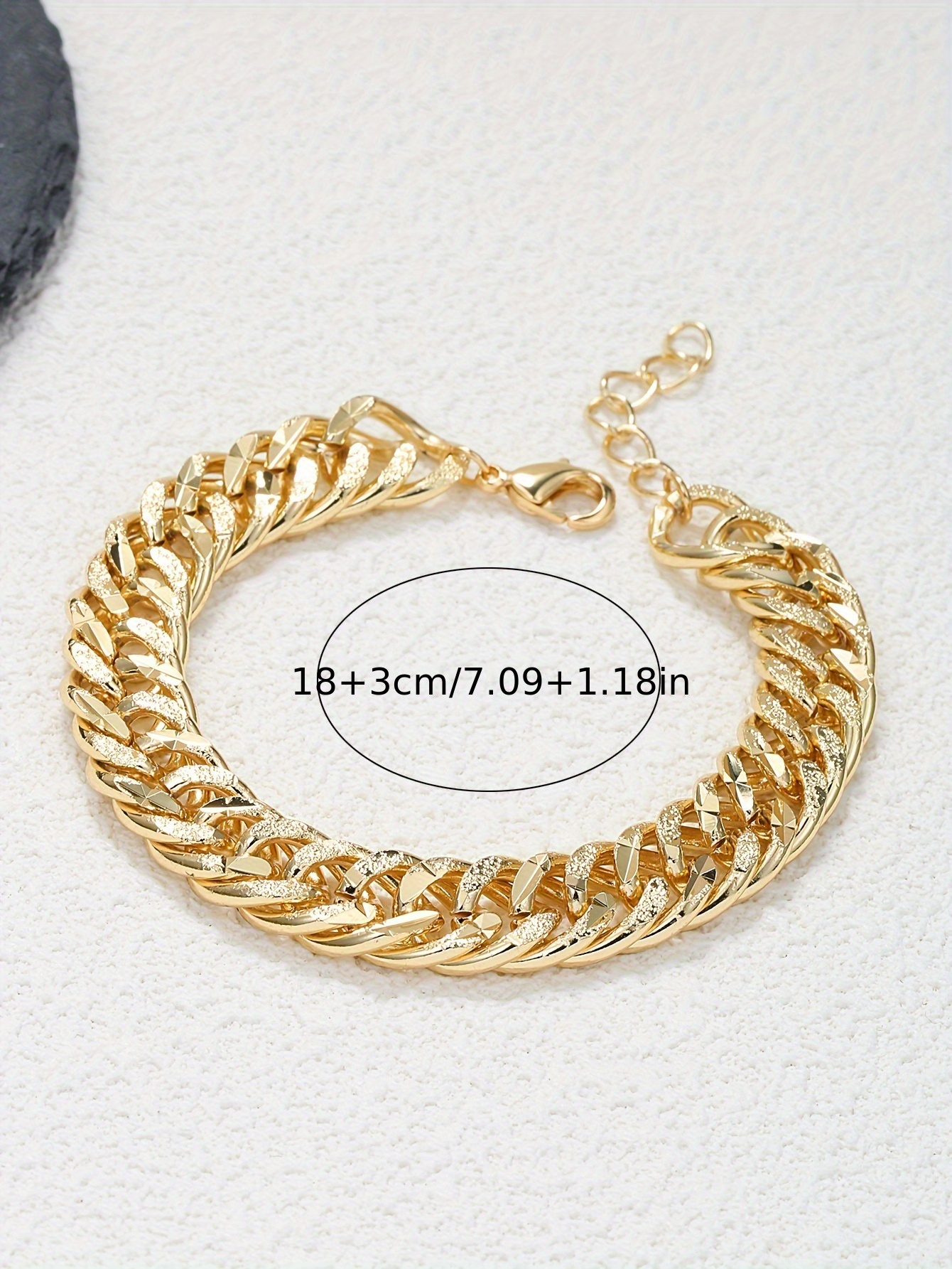 vintage hip hop style thick chain bracelet 18k gold plated cuban link fashion jewelry for women details 0