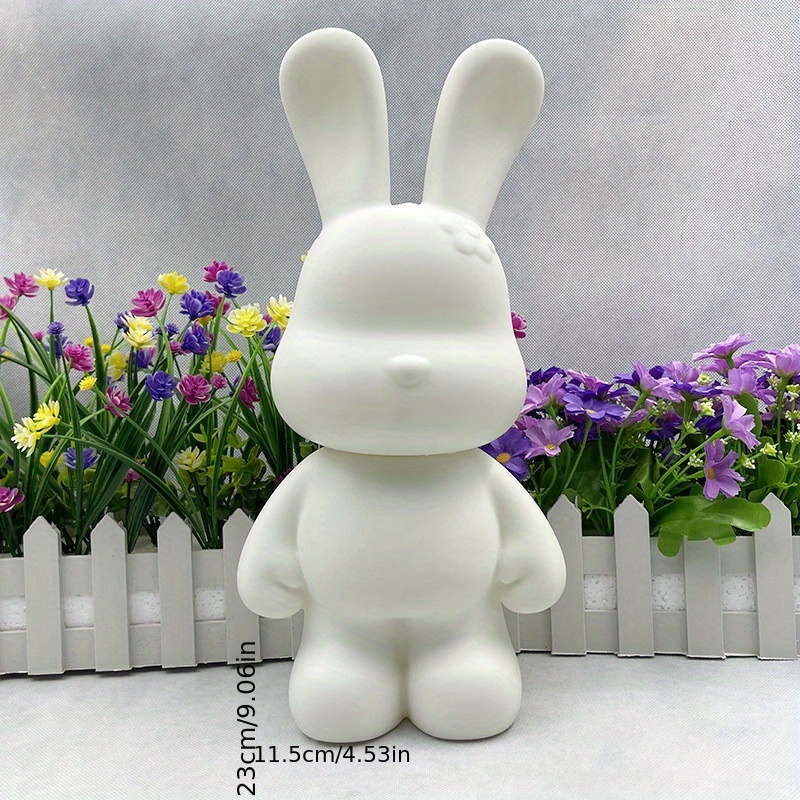 Drôle De Lapin Blanc Statuette En Porcelaine Premium De Pâques Jouet  Enfantin Mignon Vue De Face Icône 3d